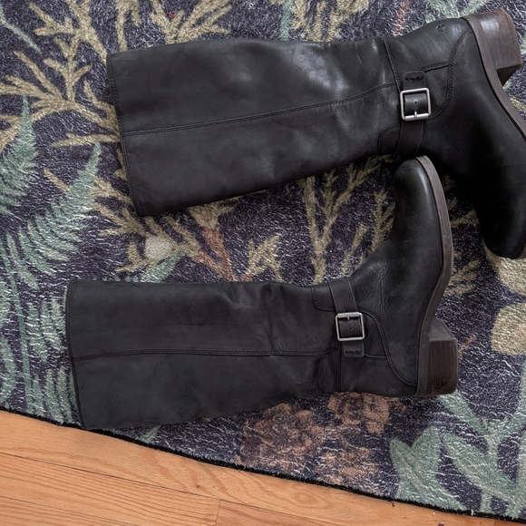 Lucky Brand Black Moto Riding Boots with Buckle - Picture 2 of 9